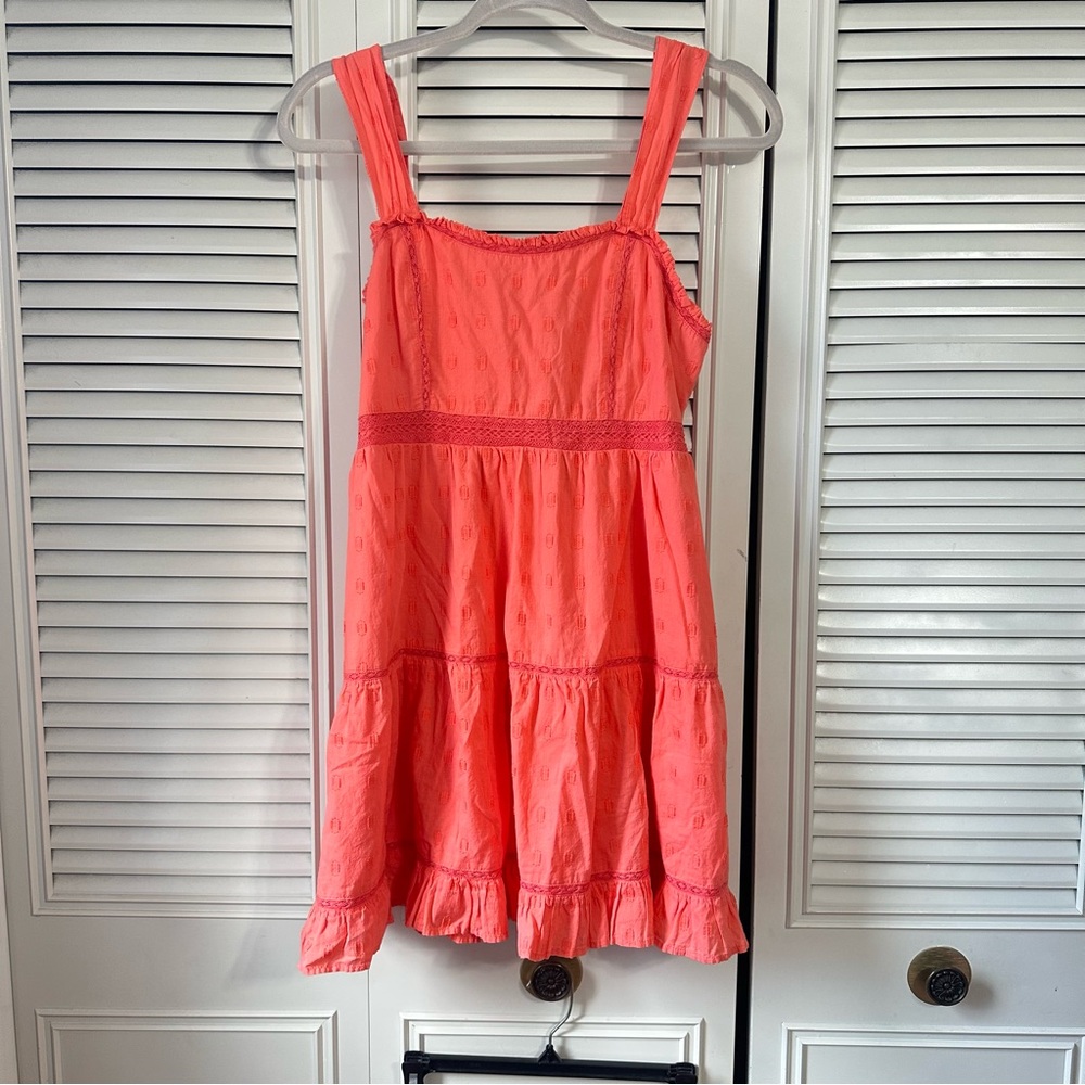 American Eagle Babydoll Tiered Mini Dress Corset Ruffles Embroidered Sz Medium